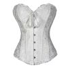 Women's Vintage Steel Boned Bridal Bustier Embroided Body Sculpting Wear Corset Top, White