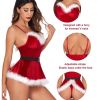 Womens Christmas Lingerie Red Santa Babydolls Chemises Set